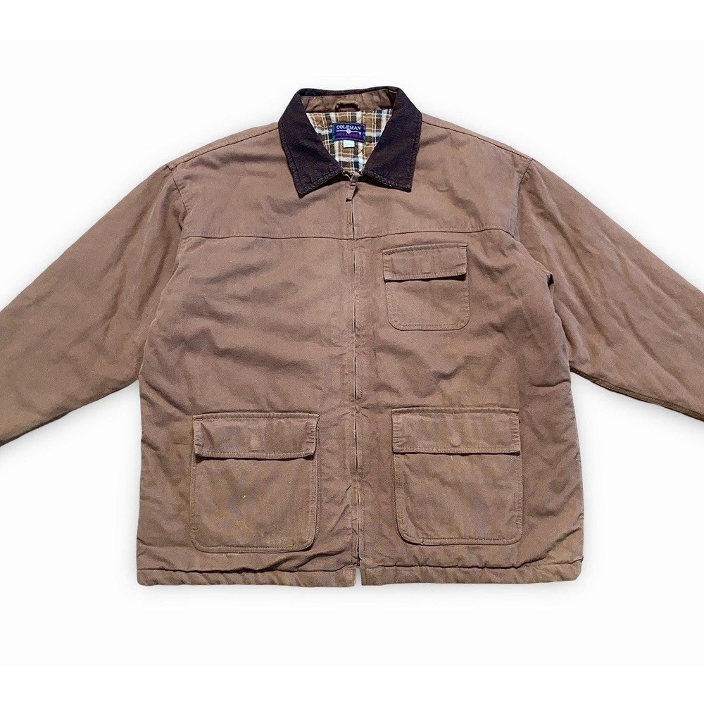 VTG Coleman Flannel Lined Field Coat Barn Jacket Men XXL Corduroy Collar Detroit